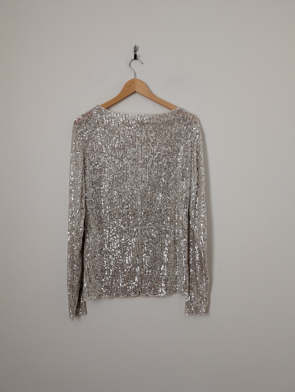 Intimately Free People Silver Sequin Sparkle Long Sleeve Gold Rush Boatneck Top - Picture 5 of 6